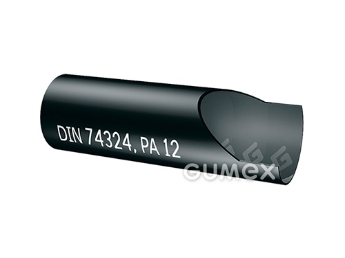 PA Rohr für Druckluftbremsen, 6x1mm, 36bar, PA12, -60°C/+130°C, schwarz, 